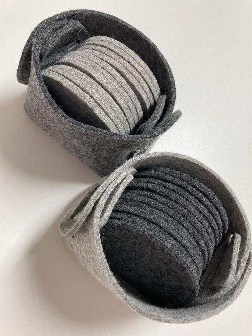 Filz Korb mit 10 Untersetzer aus Filz Filz Korb mit 10 Untersetzer aus Filz