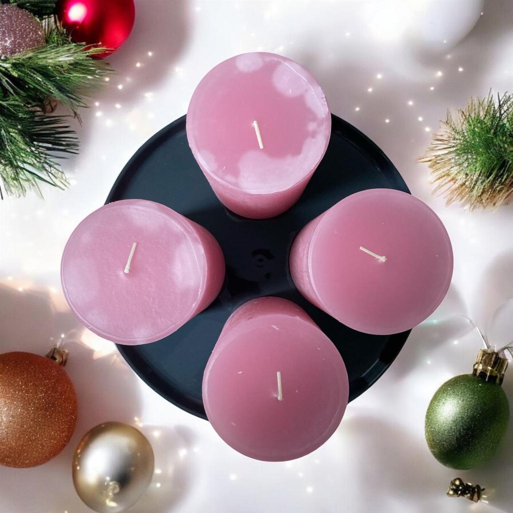 Kerzen - Farbe: Rosa - 4 Stück Rustic