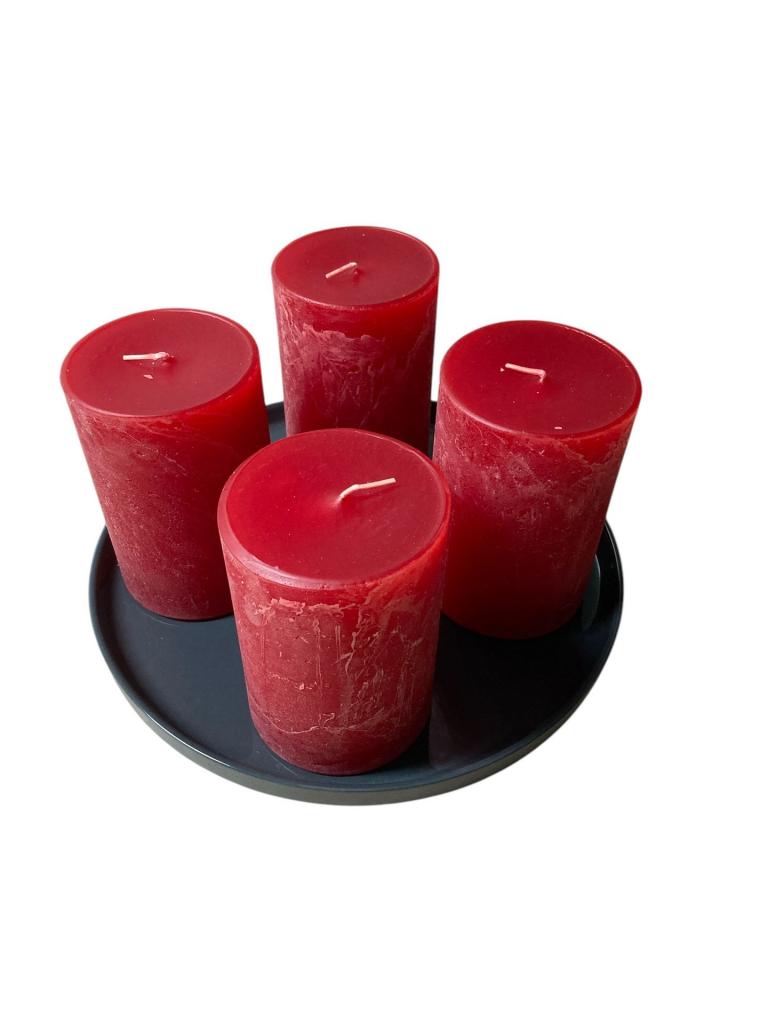 Adventskranz mit roten Rustic Kerzen und Teller - Rot (4)
