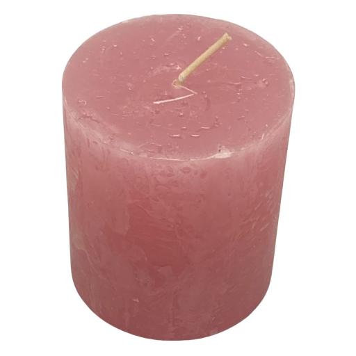 Kerze Rustic - Farbe rosa - Durchmesser 7 cm - Höhe 8 cm