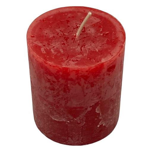 Kerze Rustic - Farbe rot - Durchmesser 7 cm - Höhe 8 cm