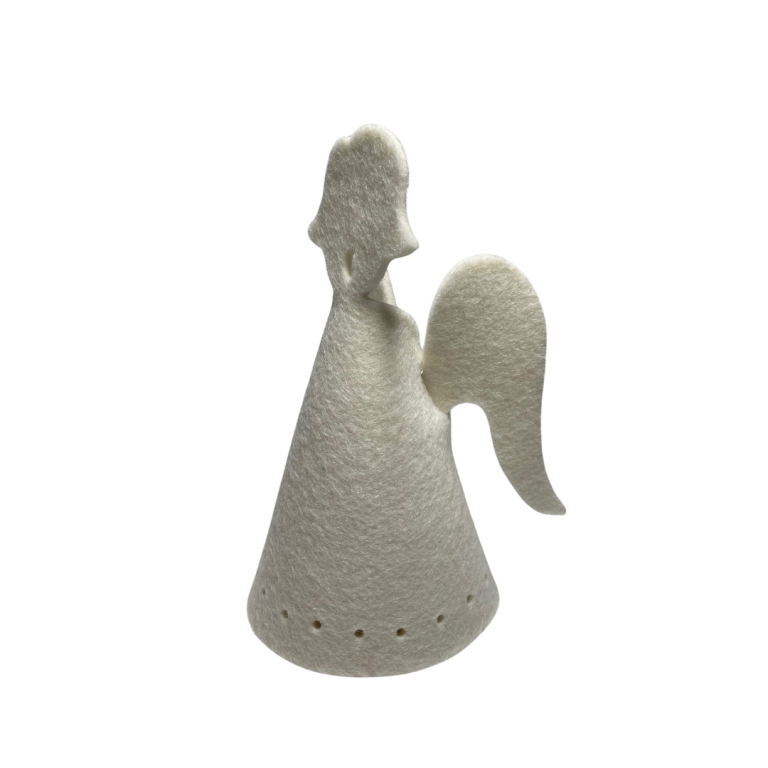 Filz Engel Weihnachten - Deko - Farbe_ Wollweiss - Ansicht seitlich